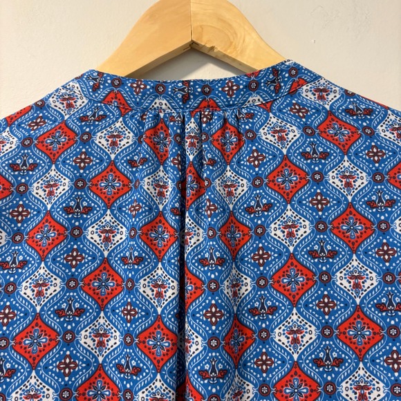 Daniel Rainn Womens Dress Size S Blue Red White Print 3/4 Sleeve Drawstring - Picture 8 of 12